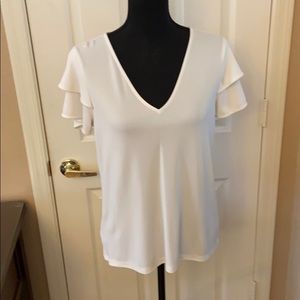 AT Cream Blouse with Flutter sleeves